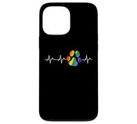 Bandiera dell'arcobaleno di ECG dell'impronta dell'animale domestico di battito cardiaco della stampa della zampa del cane Custodia per iPhone 13 Pro Max