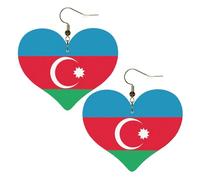 Bandiera dell'Azerbaigian Stampe Eleganti orecchini a forma di cuore leggeri Accessori da donna perfetti per feste e San Valentino.