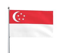 Bandiera delle bandiere di Singapore, bandiere decorative per esterni 3x5ft Bandiere in poliestere al 100% al di fuori di tutte le condizioni atmosferiche, il colore è brillante e facile da sbiadire,