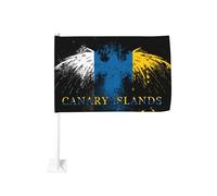 Bandiera delle Isole Canarie, bandiera delle Isole Canarie, con aquila, clip per finestra, per auto, protezione solare, decorazione, 12x18 pollici, striscione bifacciale per camion
