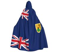 Bandiera delle Isole Turks e Caicos adulto con cappuccio Mantello Cosplay Costume Halloween Stampa completa Poliestere.