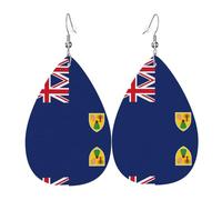 Bandiera Delle Isole Turks e Caicos Orecchino In Pelle Per Le Donne Goccia Penzolare Stampato Accessori Di Modo Usura Quotidiana Festa, Misura unica, Pelle