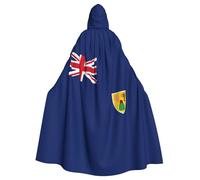 Bandiera delle Isole Turks e Caicos Stampa Adulti Mantello Con Cappuccio Veste Halloween Mantello Con Cappuccio Strega Mago Costumi Cosplay Per Uomo Donna