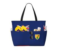 Bandiera delle Isole Turks e Caicos Stampa Spiaggia Borsa da Viaggio Smart Pocket Tote Vacanze Estive Escursionismo Campeggio Attività all'aperto