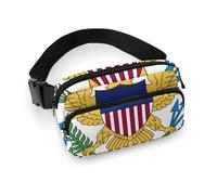 Bandiera delle Isole Vergini americane, borsa da cintura bianca comoda ed efficiente completamente stampata