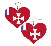 Bandiera delle Isole Wallis e Futuna Stampe Eleganti orecchini a forma di cuore leggeri Accessori da donna perfetti per feste e San Valentino.