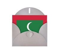 Bandiera delle Maldive Cartolina Orizzontale Vacanze Con Busta A Forma Di Cuore Grigio E Scrivere Vari Auguri Di Vacanza