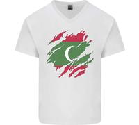 Bandiera Delle Maldive Maldiviana Giorno Calcio T-Shirt In Cotone A V Per Uomo
