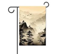 Bandiera delle montagne e degli alberi 30,5 x 45,7 cm bandiere per esterni divertente bandiera per feste banner stampato su entrambi i lati bandiere da giardino benvenuto fuori cortile bandiera per