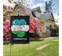 Bandiera delle rose dell'Uzbekistan, bifacciale, 28x40 pollici, decorazione per esterni