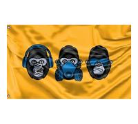 Bandiera Delle Tre Scimmie Sagge Edizione Moderna Garden Flag Durevole Bandiere Da Giardino Divertente Bandiere Di Benvenuto Per Patio Interni Esterni 90X150 Cm