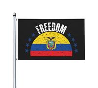 Bandiera dell'Ecuador e bandiere della libertà per esterni, 3x5 piedi, bandiera in poliestere resistente bifacciale per decorazioni da giardino, casa, cortile, festival, bandiere di benvenuto.