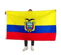 Bandiera dell'Ecuador Grande 90 x 150 cm - Bandiera ufficiale dell'Ecuador per celebrazioni e decorazioni, perfetta per orgoglio nazionale, la nazionale ecuadoriana e le occasioni patriottiche