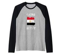 Bandiera dell'Egitto Distressed Cairo Pride Maglia con Maniche Raglan