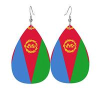 Bandiera Dell'Eritrea Donna Orecchini Ecopelle Orecchino Goccia Pendenti