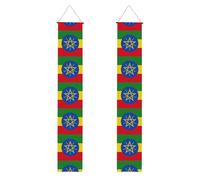 Bandiera dell'Etiopia Stampa Tutti i Tipi Celebrazioni Incontri Portico Banner Riutilizzabile con Corda per Bastone Appeso