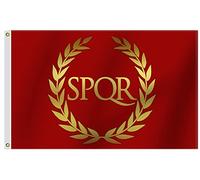 Bandiera dell'Impero Romano 0,9 x 1,5 m, realizzata in tessuto lucido, in seta, colori vivaci e resistenti allo sbiadimento, bandiere SPQR stampate con doppia cucitura, decorazione regalo per casa da