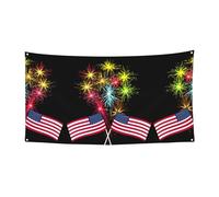 Bandiera dell'Indipendenza America stampa fuochi d'artificio Natale Halloween Party Banner, decorazione durevole da appendere, adatto per casa, giardino, bar decorazioni