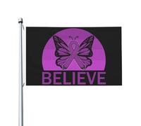 Bandiera Dell'Individualità Believe Gynecological Cancer Awareness Purple Ribbon Bandiera Personalizzata Gran Bandiera Pirati Per Feste, La Fattoria All'Aperto, Barca, 90X150cm