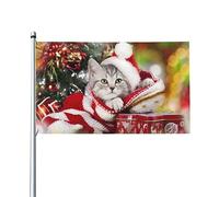 Bandiera Dell'Individualità Christmas And Cute Cats Bandiera Personalizzata Poliestere Bandiera Pirati Per La Fattoria All'Aperto, Feste, Cortile, 90X150cm