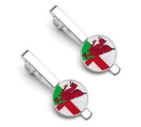 Bandiera dell'Inghilterra e del Galles Divertente Fermacravatta Clip Fermacravatta Clip Cravatta Regolare Cravatta Regali Decorativi Per Gli Uomini, 5.5x2.2cm, Metallo