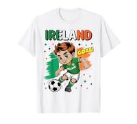 Bandiera dell'Irlanda Kid Goal Cartoon Éire per Ragazzi e Bambini Maglietta