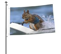 Bandiera dello scoiattolo con sci d'acqua, 0,6 x 0,9 m, stampa su entrambi i lati, bandiere da giardino, bandiera da cortile per esterni, bandierine regalo con occhielli, sfondo fotografico, per