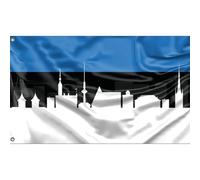 Bandiera Dello Skyline Di Talinn, Estonia Bandiere Da Giardino Con 2 Occhielli Garden Flag Resistente Alle Intemperie Bandiera Da Cortile Per All'Aperto Fattoria Esterni 90X150 Cm