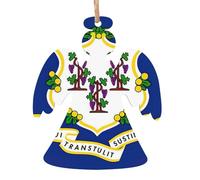 Bandiera dello Stato del Connecticut, ornamenti natalizi in legno, decorazione da appendere all'albero di Natale, decorazione natalizia per feste in casa