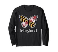 Bandiera dello Stato del Maryland a Forma di Farfalla Art Pride Maglia a Manica