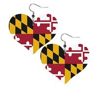 Bandiera dello stato del Maryland, USA Orecchini in pelle a forma di cuore Orecchini pendenti semplici da donna per lei