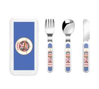 Bandiera dello Stato del Minnesota Stoviglie per bambini Set da 3 pezzi, coltello riutilizzabile, forchetta e cucchiaio, stoviglie portatili per la protezione degli alimenti per bambini