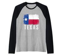 Bandiera dello Stato del Texas Invecchiato Vintage Texas, Stati Uniti d'America Maglia con Maniche Raglan