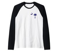 Bandiera dello Stato della Carolina del Sud Palmetto Moon Maglia con Maniche Raglan