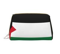 Bandiera dello Stato della Palestina chiusura a cerniera borsa cosmetica portatile impermeabile in pelle per casa viaggi per organizzare articoli da toeletta vari, bianco, Taglia unica