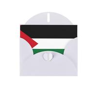 Bandiera dello Stato della Palestina orizzontale Holiday Card con busta bianca a forma di cuore e scrivere vari auguri di festa