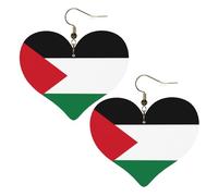 Bandiera dello Stato della Palestina Stampe Eleganti Orecchini a Forma di Cuore Leggero Accessori da Donna Perfetto Per Feste E San Valentino.