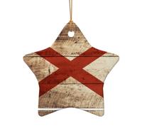 Bandiera dello stato dell'Alabama su vecchie venature del legno cartolina ornamento di Natale, decorazioni per albero di Natale, decorazioni natalizie e idee regalo di Natale