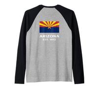 Bandiera dello stato dell'Arizona fondata nel 1912 nello stato del Grand Canyon Maglia con Maniche Raglan