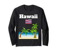 Bandiera dello Stato delle Hawaii Tropicale Spiaggia Palma Souvenir Maglia a Manica