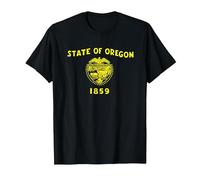 Bandiera dello Stato dell'Oregon Maglietta, Uomo, Nero, 5XL