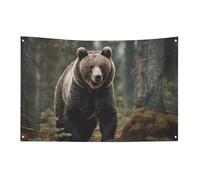Bandiera dell'orso marrone 0,9 x 1,5 m nessuna dissolvenza bandiera di benvenuto giardino cortile bandiere decorative giardino cortile cartello interno esterno banner festa decorazione casa