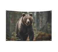 Bandiera dell'orso marrone 0,9 x 1,5 m nessuna dissolvenza bandiera di benvenuto giardino cortile bandiere decorative giardino cortile cartello interno esterno banner festa decorazione casa
