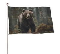 Bandiera dell'orso marrone, 119,4 x 177,8 cm, stampa su entrambi i lati, bandiera decorativa da giardino, non sbiadisce, con occhielli in ottone da appendere, sfondo fotografico per interni ed esterni