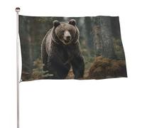 Bandiera dell'orso marrone, 152,4 x 243,8 cm, stampa su entrambi i lati, bandiera decorativa da giardino, non sbiadisce, con occhielli in ottone da appendere, sfondo fotografico per interni ed esterni
