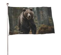 Bandiera dell'orso marrone, 89 x 150 cm, stampa su entrambi i lati, bandiera decorativa da giardino, non sbiadisce, con occhielli in ottone da appendere, sfondo fotografico per interni ed esterni