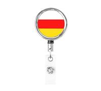 Bandiera dell'Ossezia del Sud Bobina porta badge in metallo resistente, porta badge retrattile con clip da cintura per porta badge identificativo dipendente insegnante