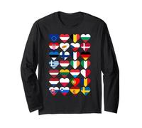 Bandiera dell'Unione Europea a Forma di Cuore Design EU Pride Maglia a Manica