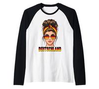 Bandiera Deutschland Ragazza con Occhiali da Sole Pop Art Maglia con Maniche Raglan