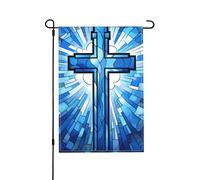 Bandiera Di All'Aperto 30X45Cm Jesus Christ Cross Religious Stained Glass Style Bandiera Di Natale Verticale Bandiera Del Camion Per Vacanze, Feste, Portico